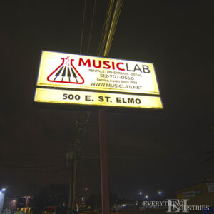 Closeup of the MusicLab sign